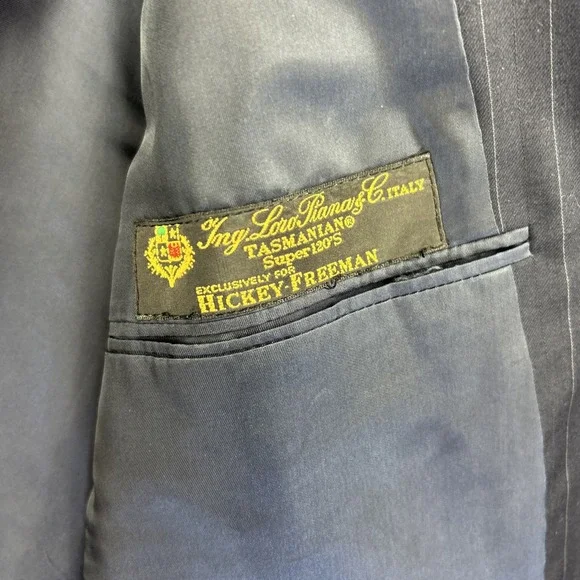 Hickey Freeman Loro Piana Blazer 43 Navy Pinstripe Tasmanian‎ Sport Coat Jacket - Picture 3 of 10